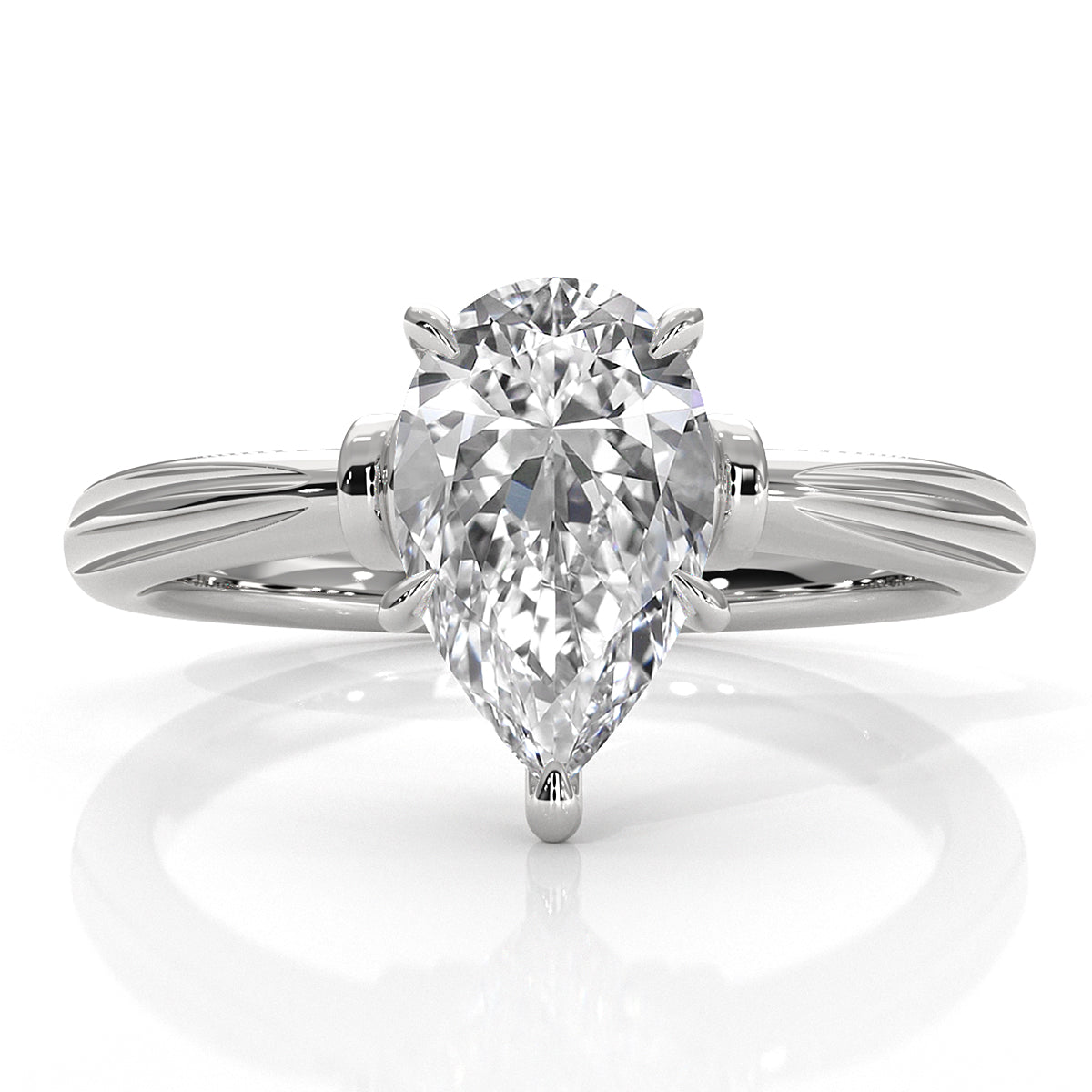 4.2g Ridged Solitaire Prong Set Lab Grown Diamond Engagement Ring IGI Certified 2.6mm 1.00 Ctw.